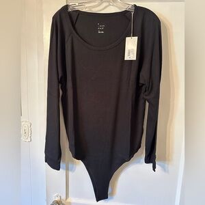 A New Day Black Scoop Neck Bodysuit Shirt Long Sleeve 2X